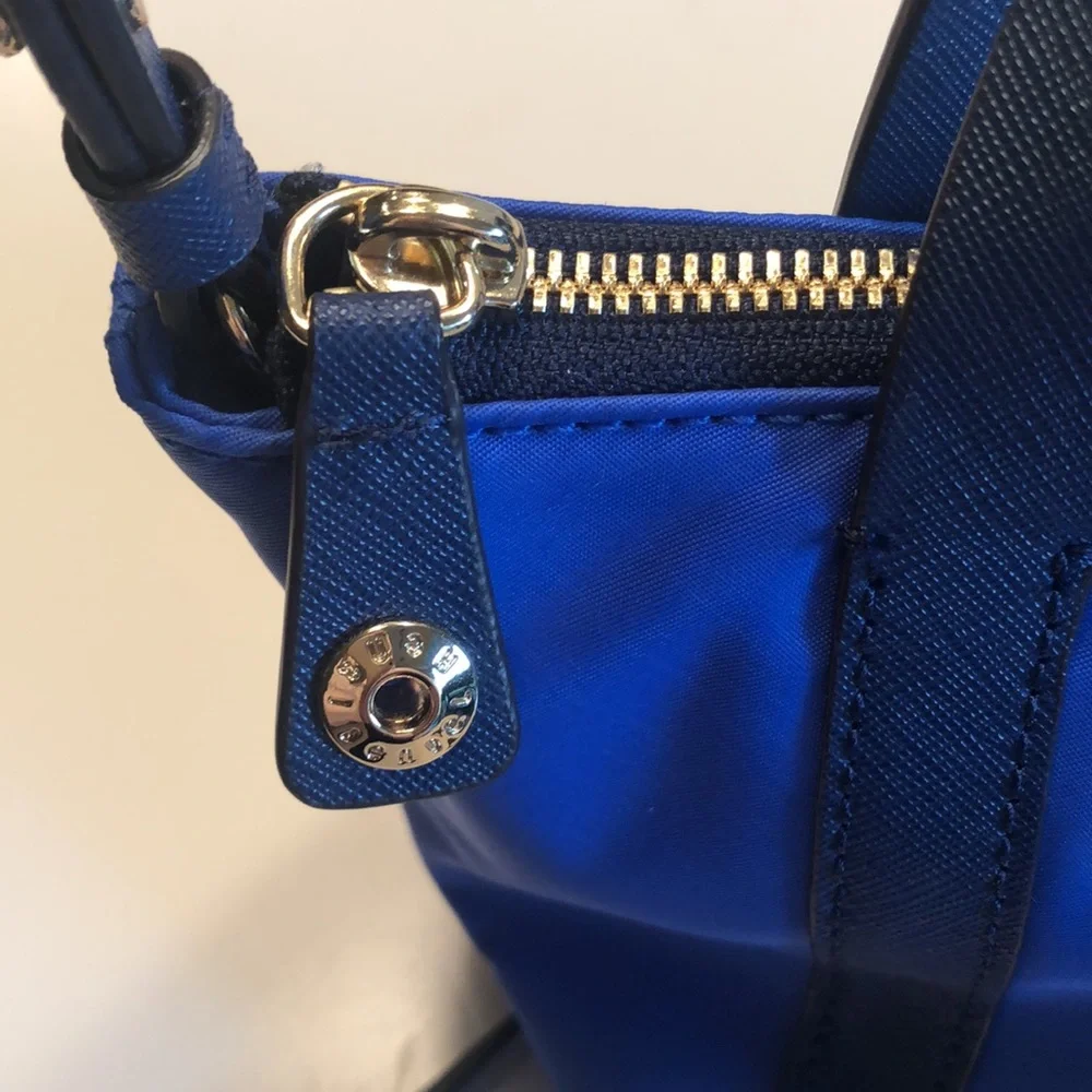 henri bendel cobalt blue crossbody tote with black trim - Picture 5 of 6